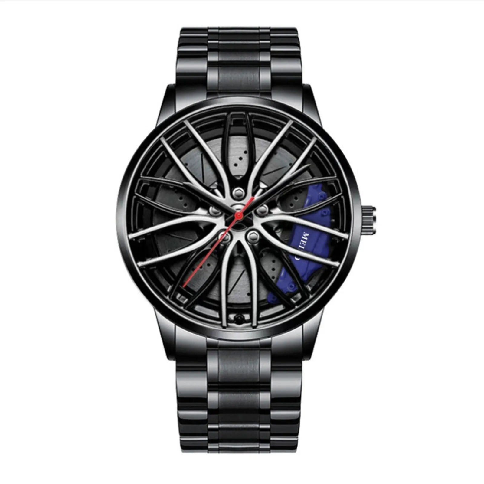 Cross Border Hot Selling Popular Casual Fashion Business Non Mechanical Hollow Wheel Steel Strip Men'S Stone Watch